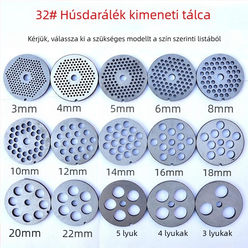 Elektromos húsdaráló lyuklemez, penge és szita készlet