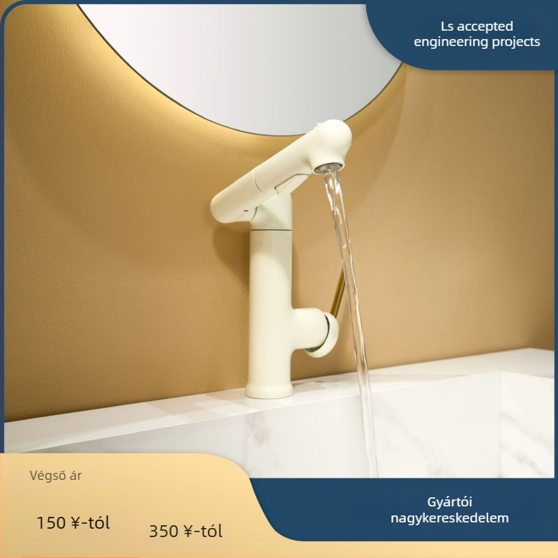 Fürdőszobai mosdócsap forgó kifolyóval, alulról történő szerelés, test: cinkötvözet, kerámia korongos szelep, elektroplakált felület, meleg/hideg vezérlés kulccsal