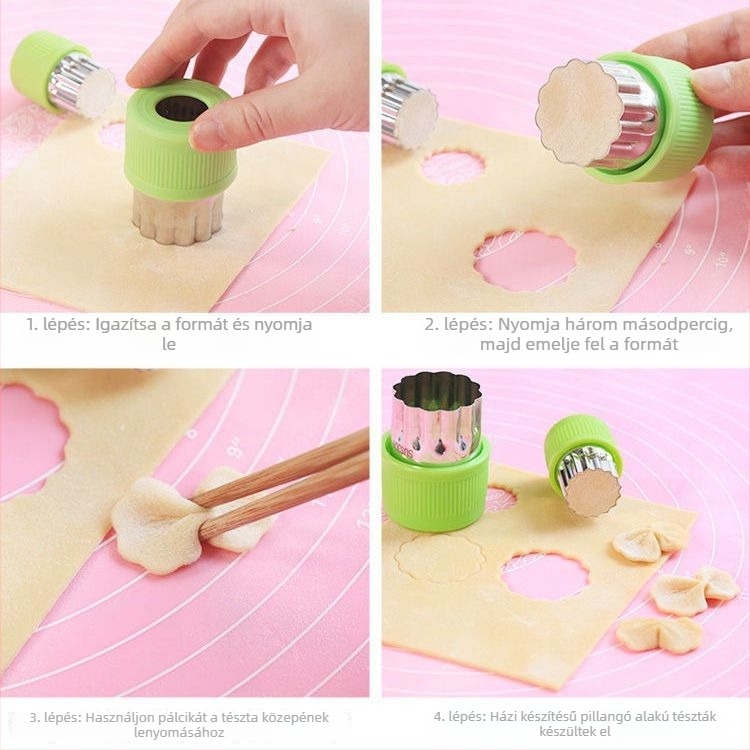 Babáknak készült dumpling és pillangó alakú nudli nyomóforma - fém eszköz, márka Unique
