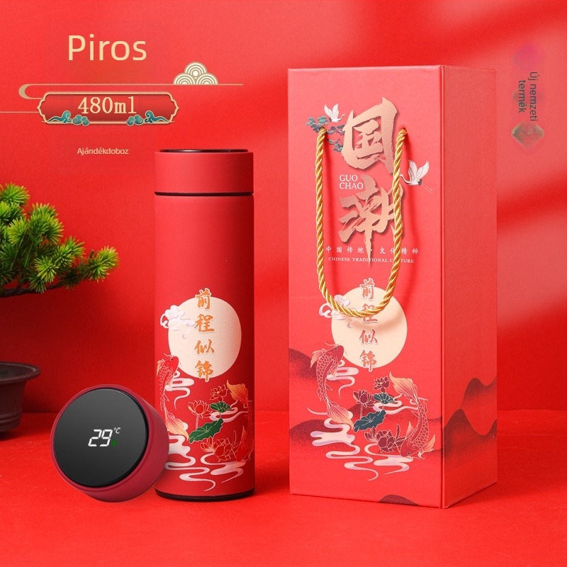 Tea elválasztó termosz pohár, belső 304 rozsdamentes acél, külső 201 rozsdamentes acél, vákuum szigetelés 6–12 óra, logóval testreszabható