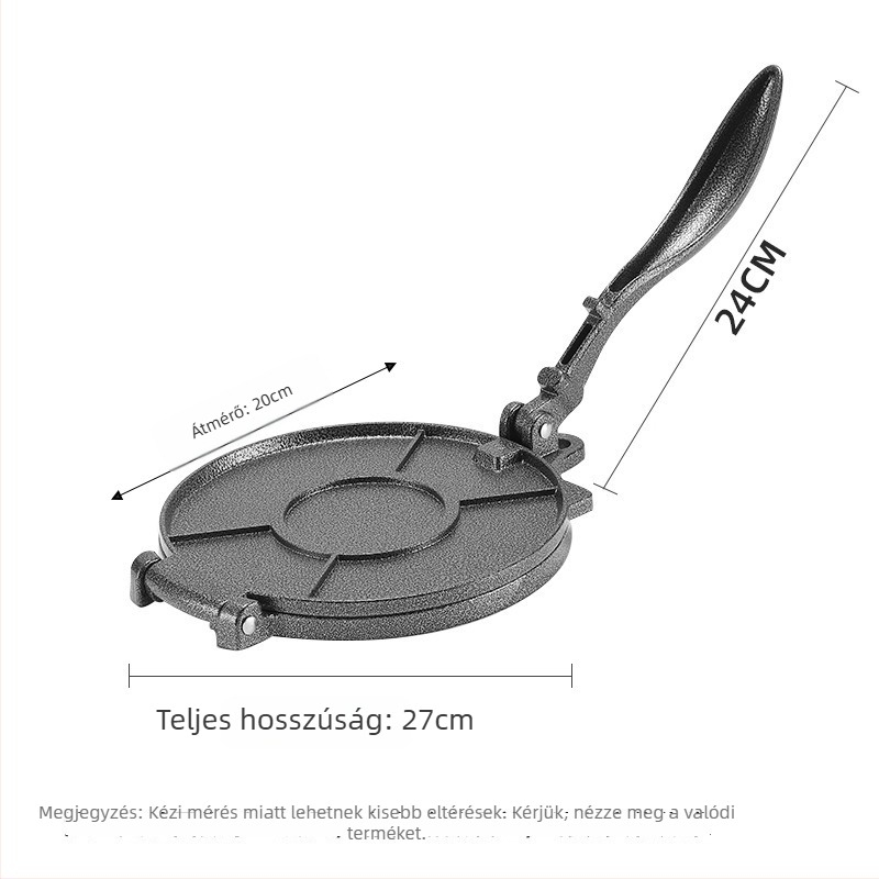 Mexikói tortilla prés, (alumínium ötvözet; kézi működtetés; logó nyomtatás; testreszabható feldolgozás)
