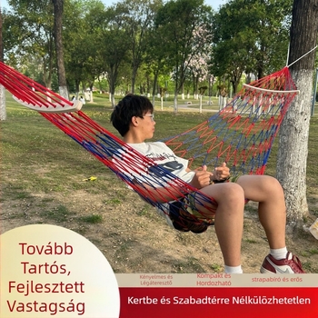 Kültéri függőágy - egyszemélyes, nylon kötél hálós felület, felborulás elleni dizájn