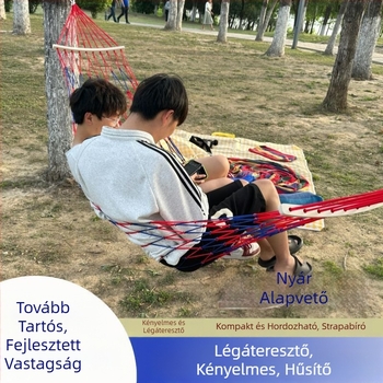 Kültéri függőágy - egyszemélyes, nylon kötél hálós felület, felborulás elleni dizájn