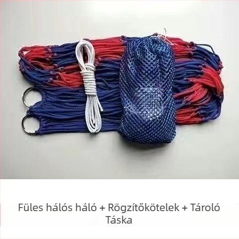 Kültéri függőágy - egyszemélyes, nylon kötél hálós felület, felborulás elleni dizájn
