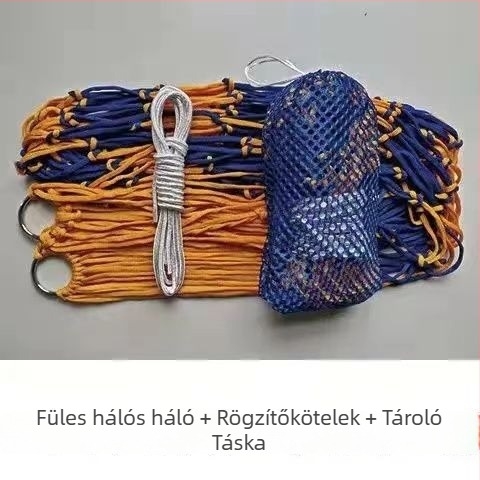 Kültéri függőágy - egyszemélyes, nylon kötél hálós felület, felborulás elleni dizájn