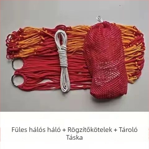 Kültéri függőágy - egyszemélyes, nylon kötél hálós felület, felborulás elleni dizájn