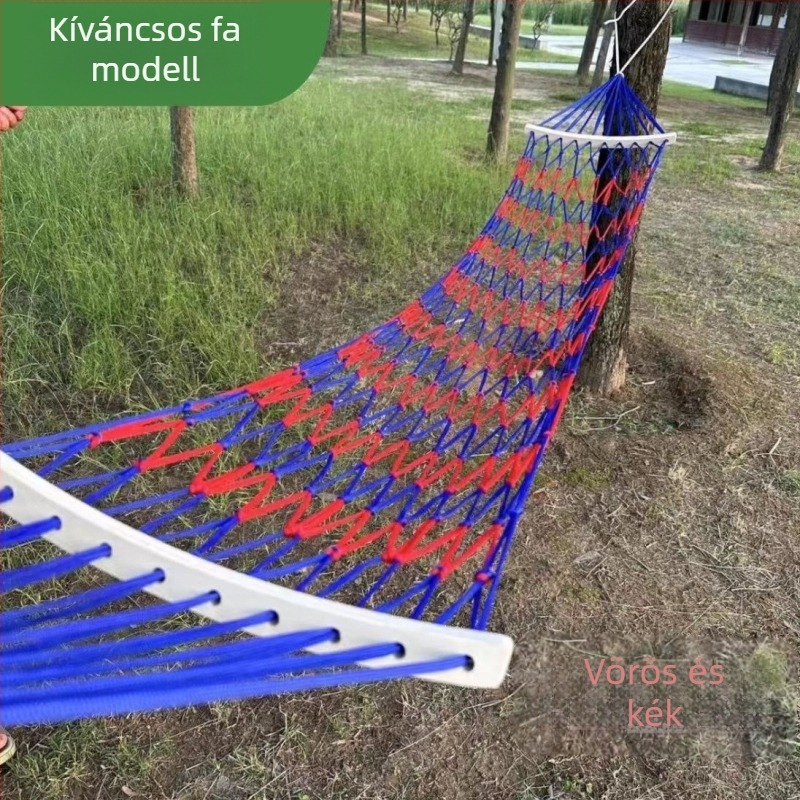 Kültéri függőágy - egyszemélyes, nylon kötél hálós felület, felborulás elleni dizájn