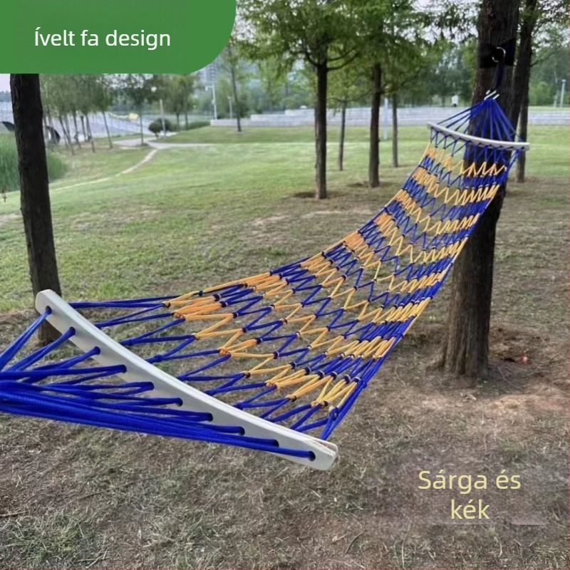 Kültéri függőágy - egyszemélyes, nylon kötél hálós felület, felborulás elleni dizájn