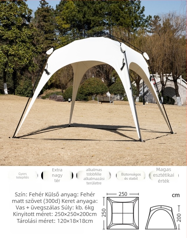 Automata gyorsan nyíló kültéri kupol sátor kempingezéshez; szélvédő és esőálló; egyrétegű konstrukció; szálas rudak; külső, belső és padló Oxford anyagból; súly 8,6 kg; külső vízállóság >3000 mm; alkalmas tavaszra és őszre