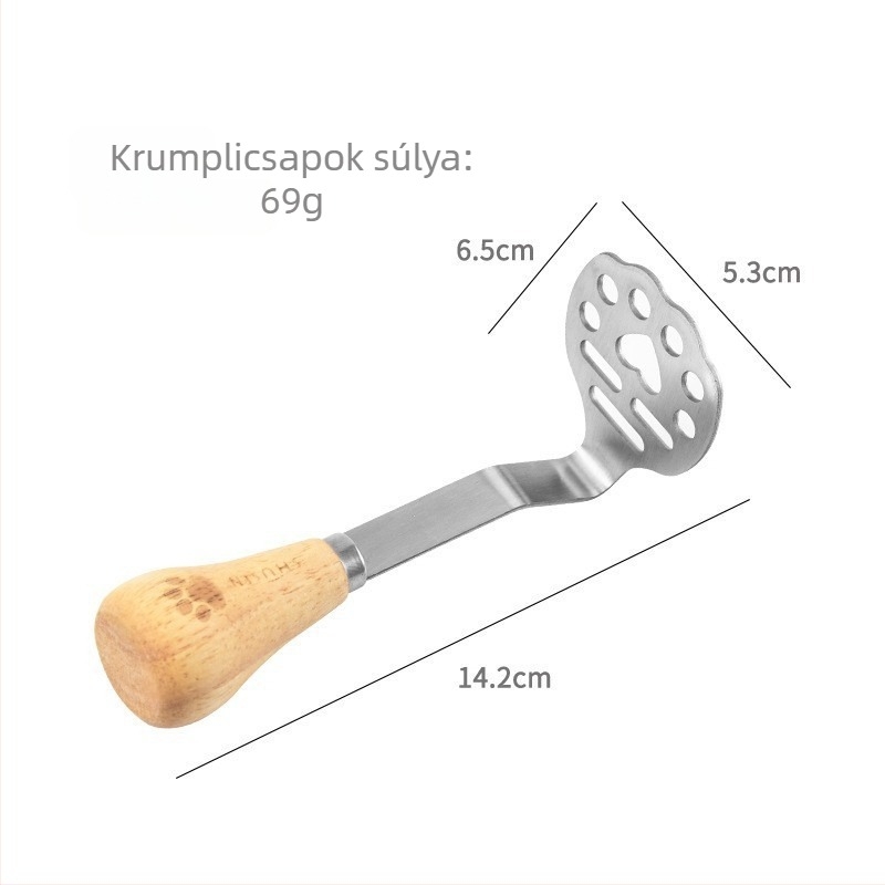 Tojáshabverő és tojásfehérje-szétválasztó, püréprés - 8 darabos rozsdamentes acél konyhai készlet gumírozott fa fogantyúkkal