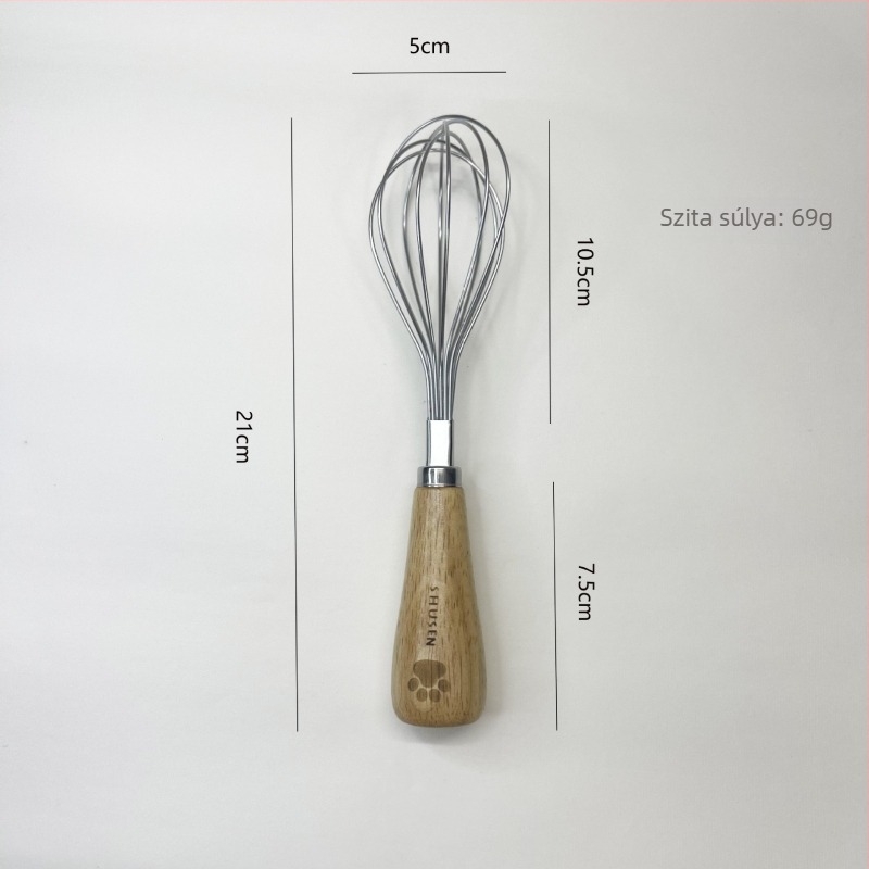 Tojáshabverő és tojásfehérje-szétválasztó, püréprés - 8 darabos rozsdamentes acél konyhai készlet gumírozott fa fogantyúkkal