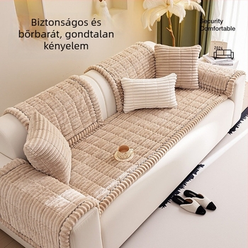 Vastag plüss kanapé párna téli használatra, modern minimalista stílus, csúszásmentes, egyenes szélű kanapéhuzat moduláris kanapóhoz