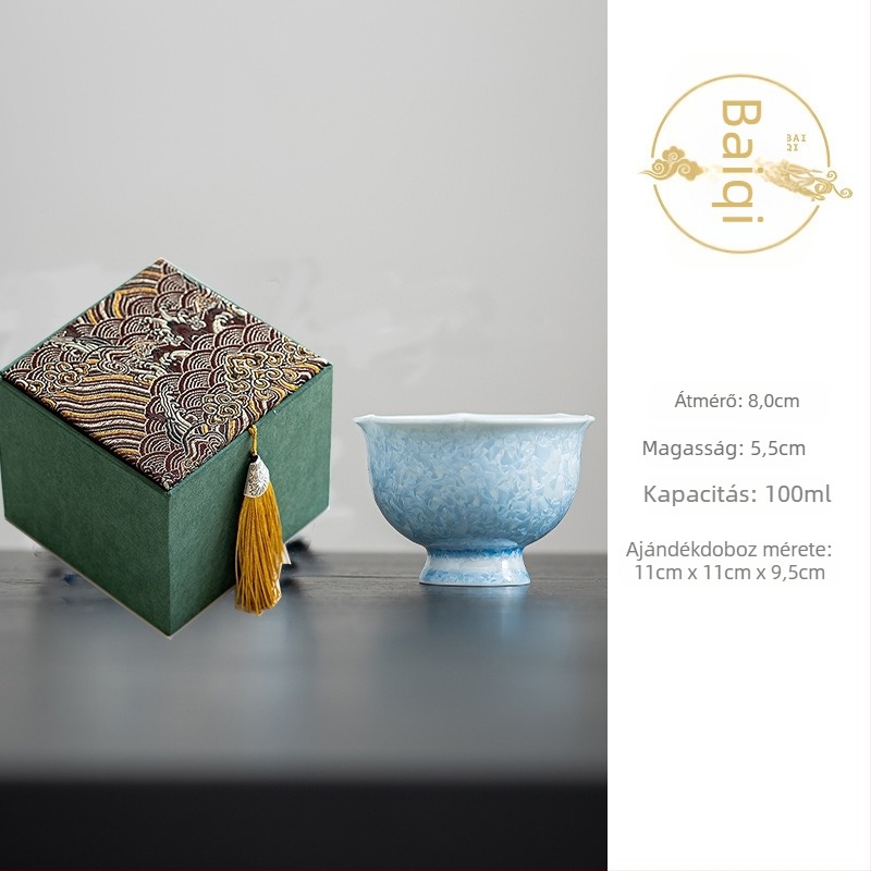 Gongfu porcelán teáscsésze, kínai stílus, Fujian eredetű, egyszemélyes teához, ideális üzleti ajándék