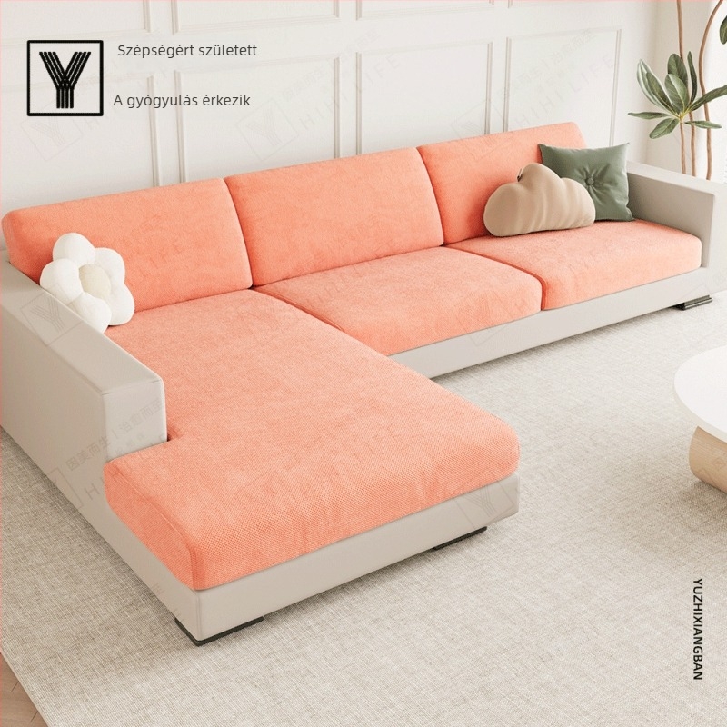 Chenille anyagú kanapévédő, karcolás elleni, egyszínű, sarokkanapóhoz, minimalist stílus.