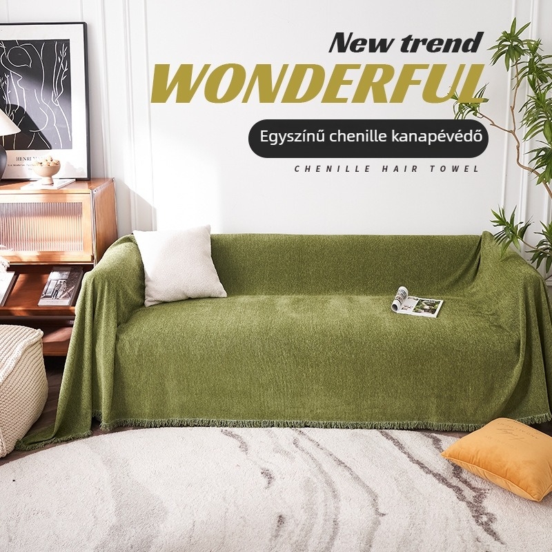 Chenille kanapévédő, Herringbone mintázat, Minimalista stílus, kétüléses kanapéhoz