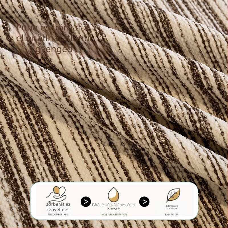 Kanapévédő, egyrészes kialakítás, chenille anyag, csíkos minta, moduláris vagy sarokkanapéra alkalmas, minimalist stílus