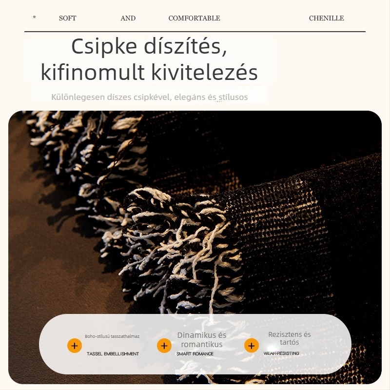 Chenille kanapévédő, egy darabból készült, mosógépben mosható, csúszásmentes, kombinált kanapéra