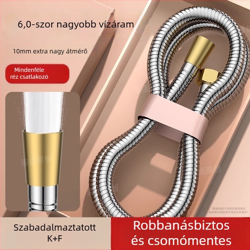 Nagy áramlású zuhanykészlet, zuhanycső réz/rozsdamentes acélból, kerek zuhanyfej, menetes csatlakozás, modern minimalista stílus