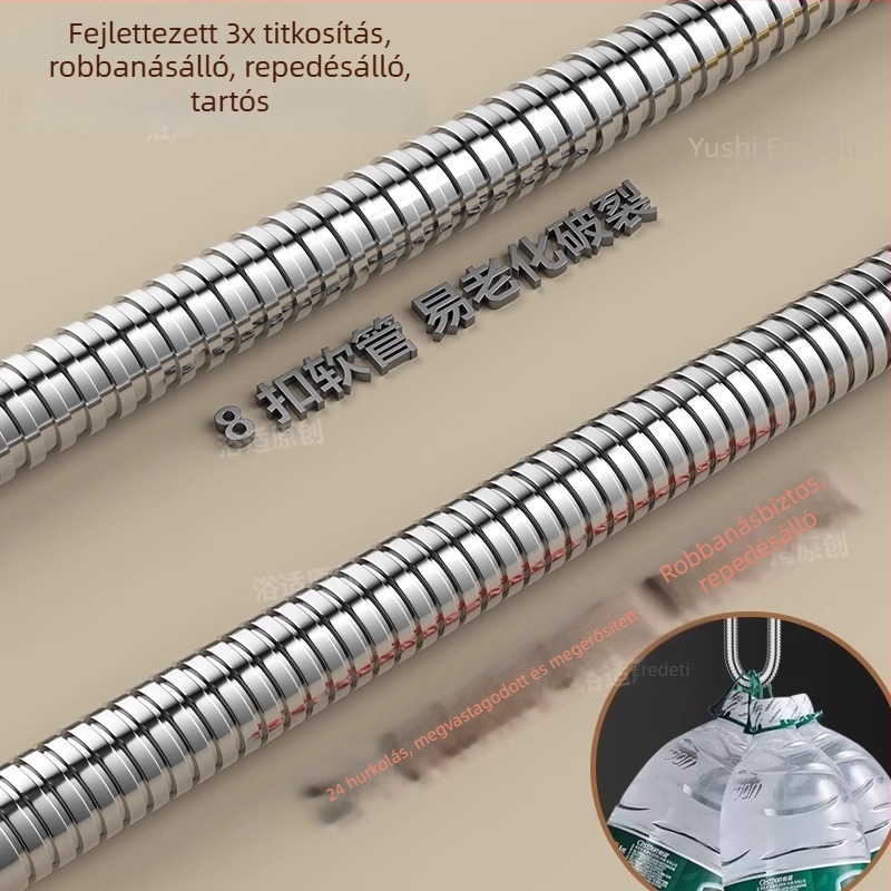 Nagy áramlású zuhanykészlet, zuhanycső réz/rozsdamentes acélból, kerek zuhanyfej, menetes csatlakozás, modern minimalista stílus
