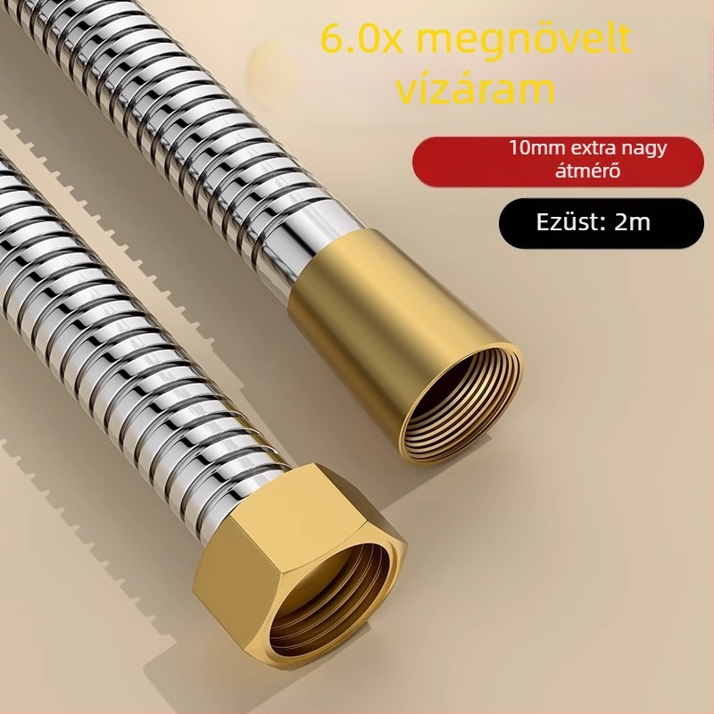 Nagy áramlású zuhanykészlet, zuhanycső réz/rozsdamentes acélból, kerek zuhanyfej, menetes csatlakozás, modern minimalista stílus