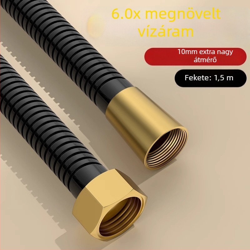 Nagy áramlású zuhanykészlet, zuhanycső réz/rozsdamentes acélból, kerek zuhanyfej, menetes csatlakozás, modern minimalista stílus