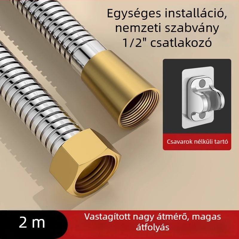 Nagy áramlású zuhanykészlet, zuhanycső réz/rozsdamentes acélból, kerek zuhanyfej, menetes csatlakozás, modern minimalista stílus