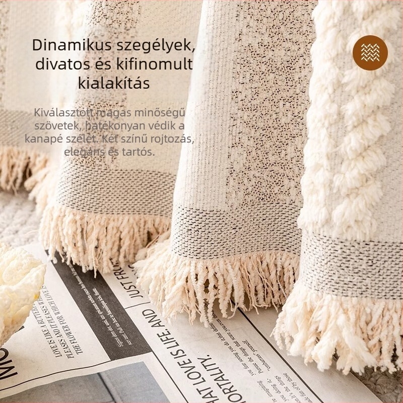 Chenille anyagú kanapéhuzat, csíkos minta, univerzális illeszkedés, francia stílus, párnahuzat típusú