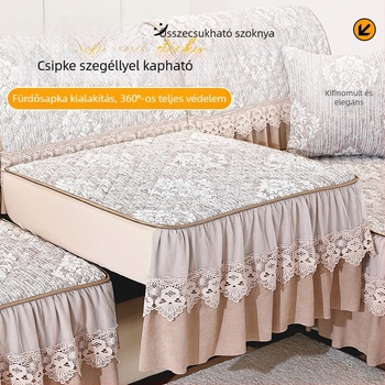 Teljes kanapéhuzat, amely lefedi az ülőpárnát és a chaise hátulsó részét, csúszásmentes rögzítés, univerzális téli használathoz