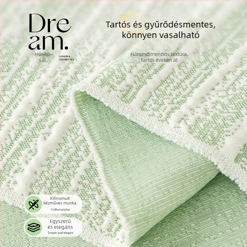 Doily-formájú hűsítő selyemkanapévédő, moduláris kanapóhoz, csíkos mintával