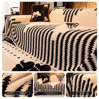 Sarokkanapé huzat — Shu cotton velvet, csíkos minta, minimalistus modern stílus