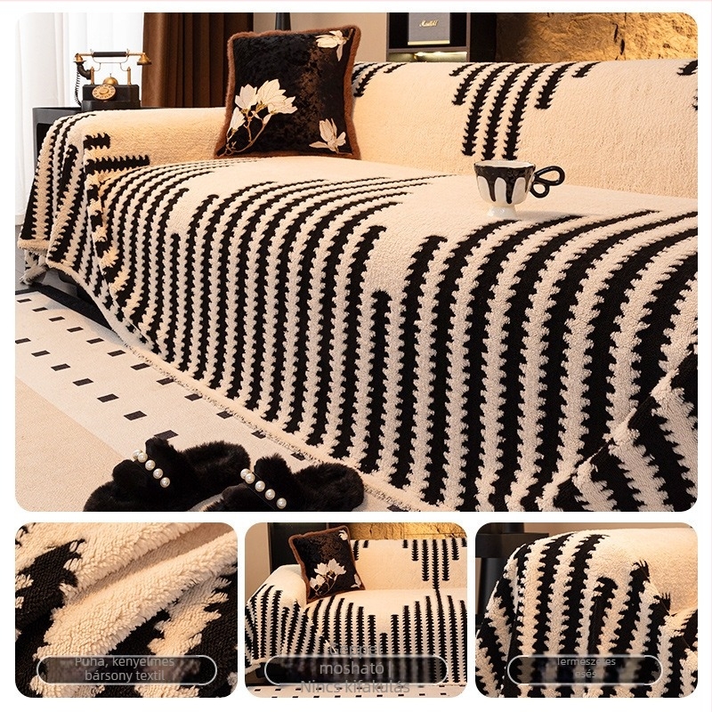 Sarokkanapé huzat — Shu cotton velvet, csíkos minta, minimalistus modern stílus
