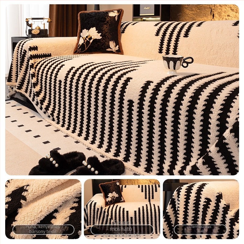 Sarokkanapé huzat — Shu cotton velvet, csíkos minta, minimalistus modern stílus