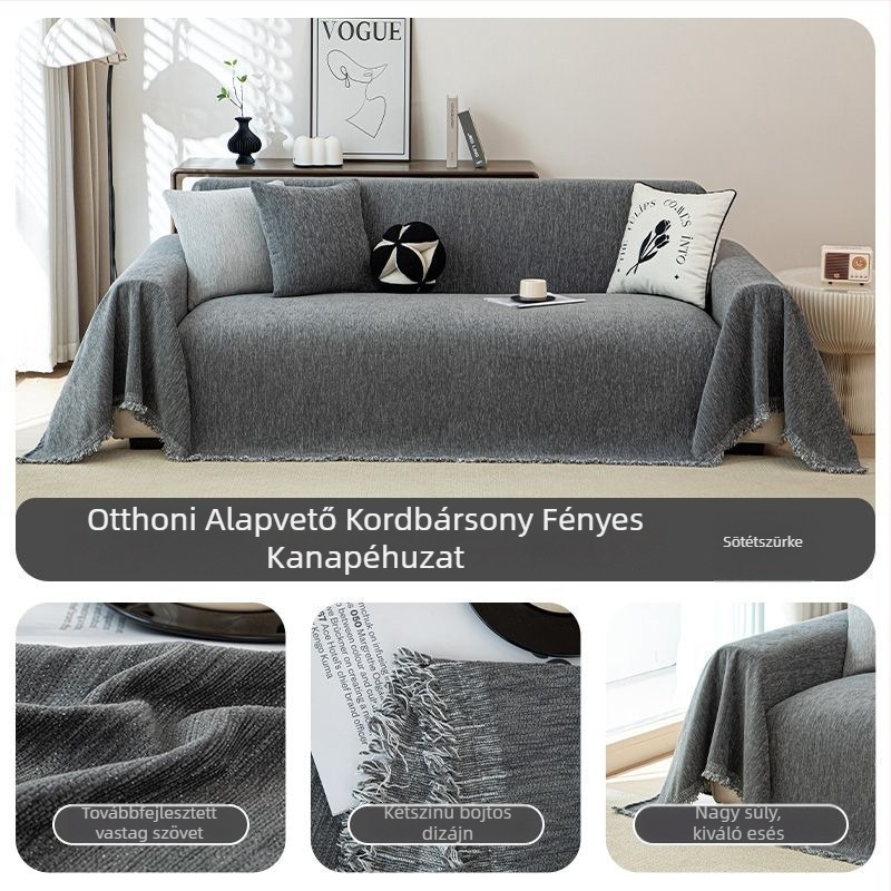 Chenille minden évszakos kanapéhuzat – teljes fedés háromüléses kanapéhoz, minimalist stílus