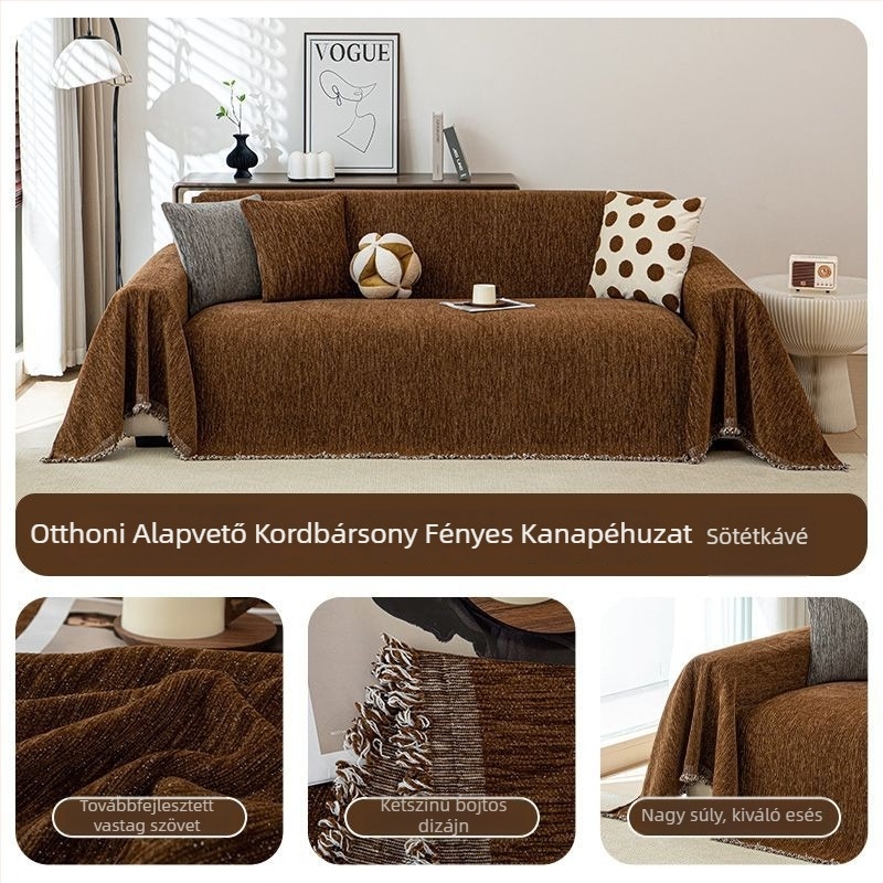 Chenille minden évszakos kanapéhuzat – teljes fedés háromüléses kanapéhoz, minimalist stílus