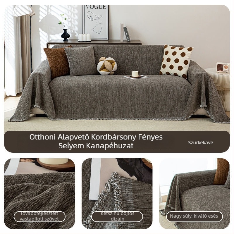 Chenille minden évszakos kanapéhuzat – teljes fedés háromüléses kanapéhoz, minimalist stílus