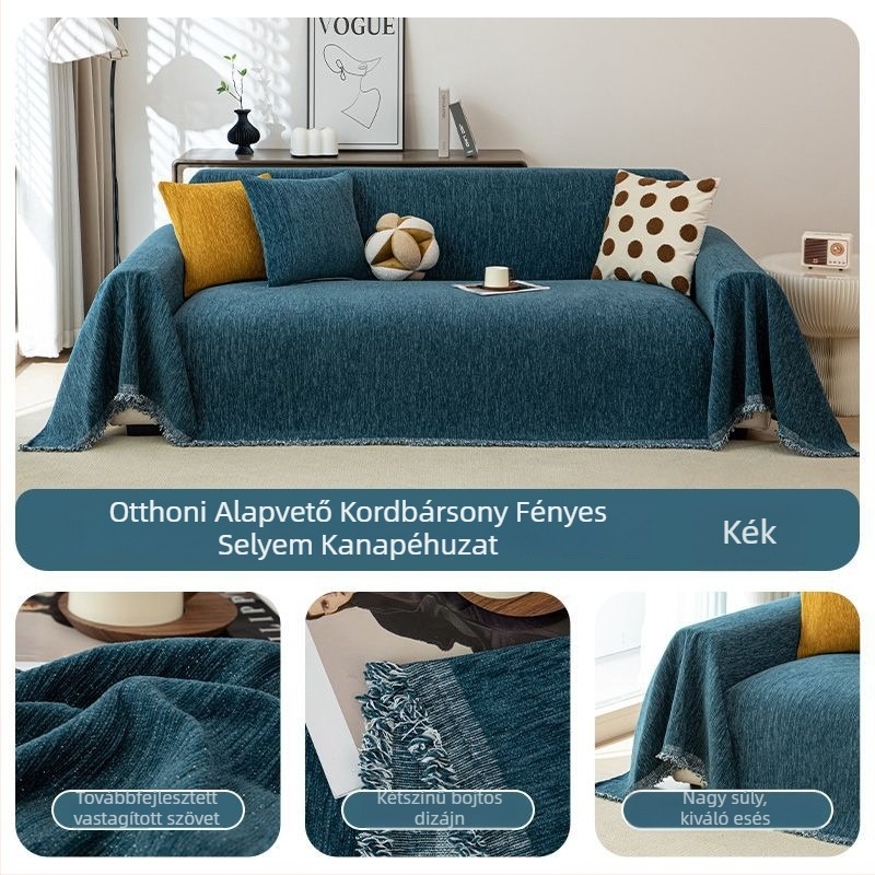 Chenille minden évszakos kanapéhuzat – teljes fedés háromüléses kanapéhoz, minimalist stílus