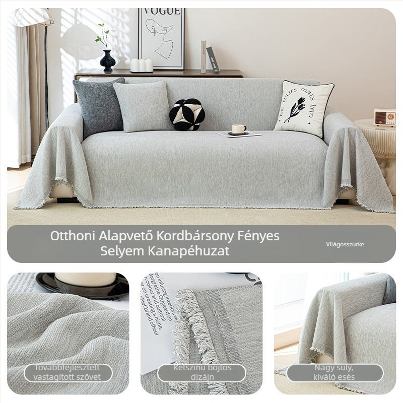Chenille minden évszakos kanapéhuzat – teljes fedés háromüléses kanapéhoz, minimalist stílus