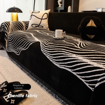 Chenille kanapéhuzat, geometriai mintával, univerzális illeszkedés, modern-minimalista lux stílus