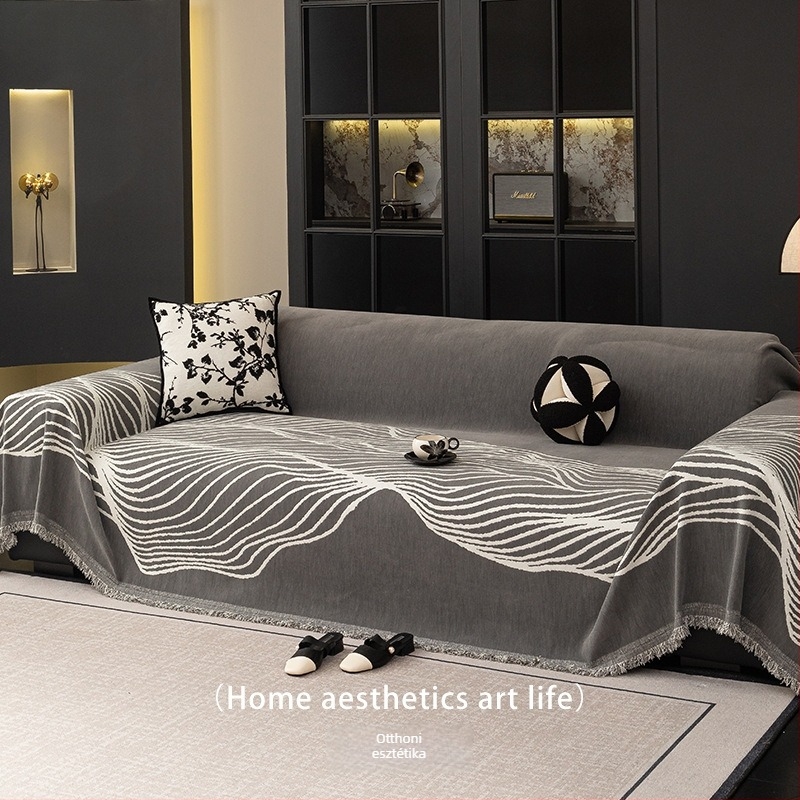 Chenille kanapéhuzat, geometriai mintával, univerzális illeszkedés, modern-minimalista lux stílus