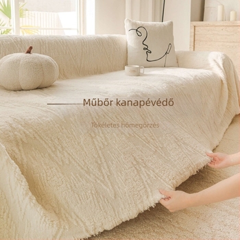 Bársonyos kanapévédő huzat, csíkos mintázat, univerzális illeszkedés, minimalistikus modern stílus, testreszabható