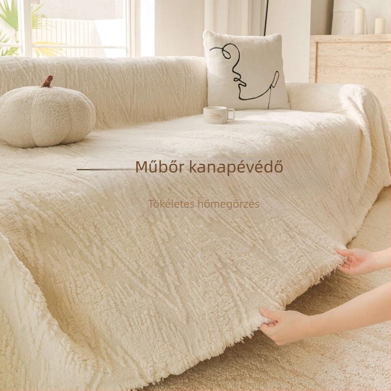 Bársonyos kanapévédő huzat, csíkos mintázat, univerzális illeszkedés, minimalistikus modern stílus, testreszabható