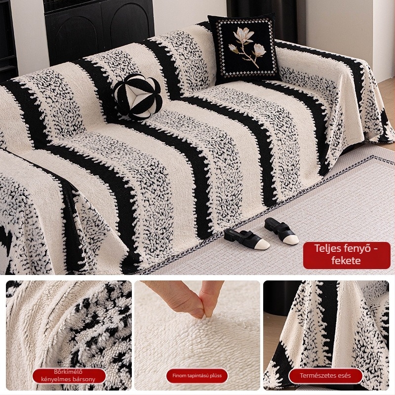 Csíkos kanapévédő, univerzális illeszkedés, minimalist stílus, testreszabható, anyag: Shu cotton velvet