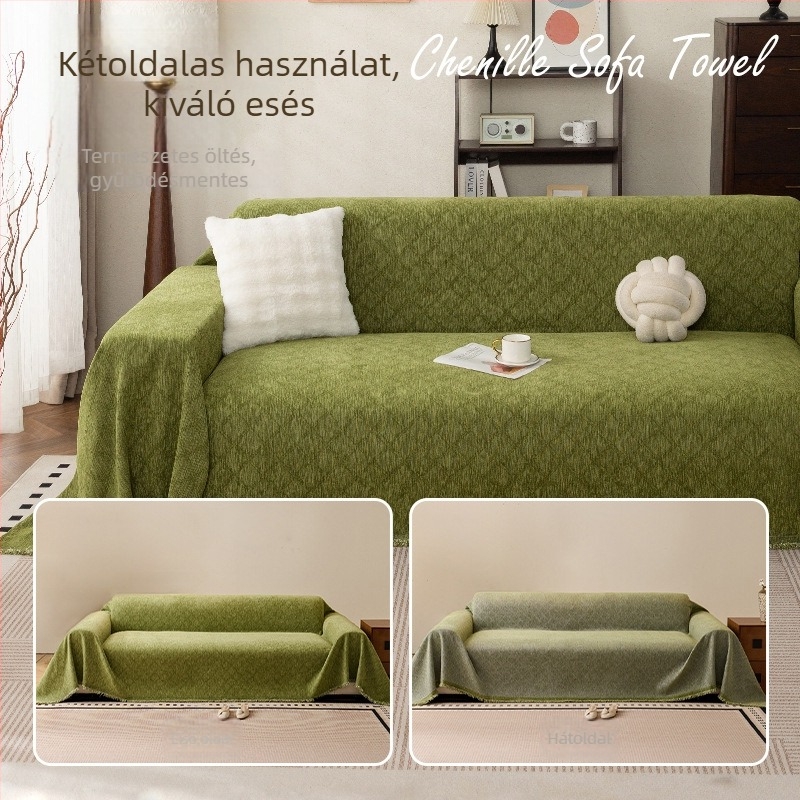 Chenille kanapé takaró, egy darabos kivitel, moduláris/szekciós kanapéhoz, minimalist stílus, nyári 2025 megjelenés