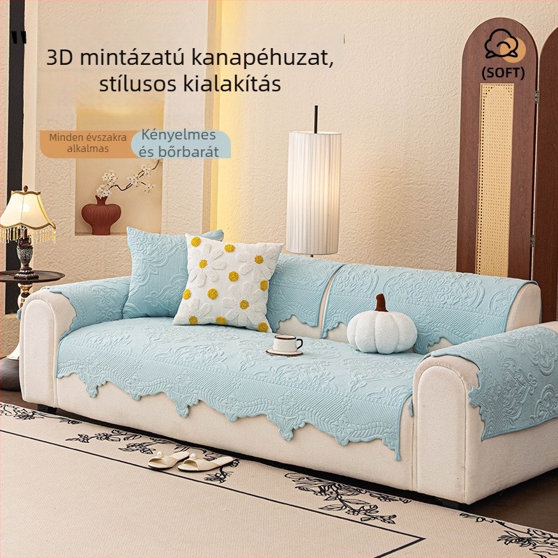 Mosható pamut kanapé párnahuzat, kockás minta, minimalist stílus, csúszásmentes