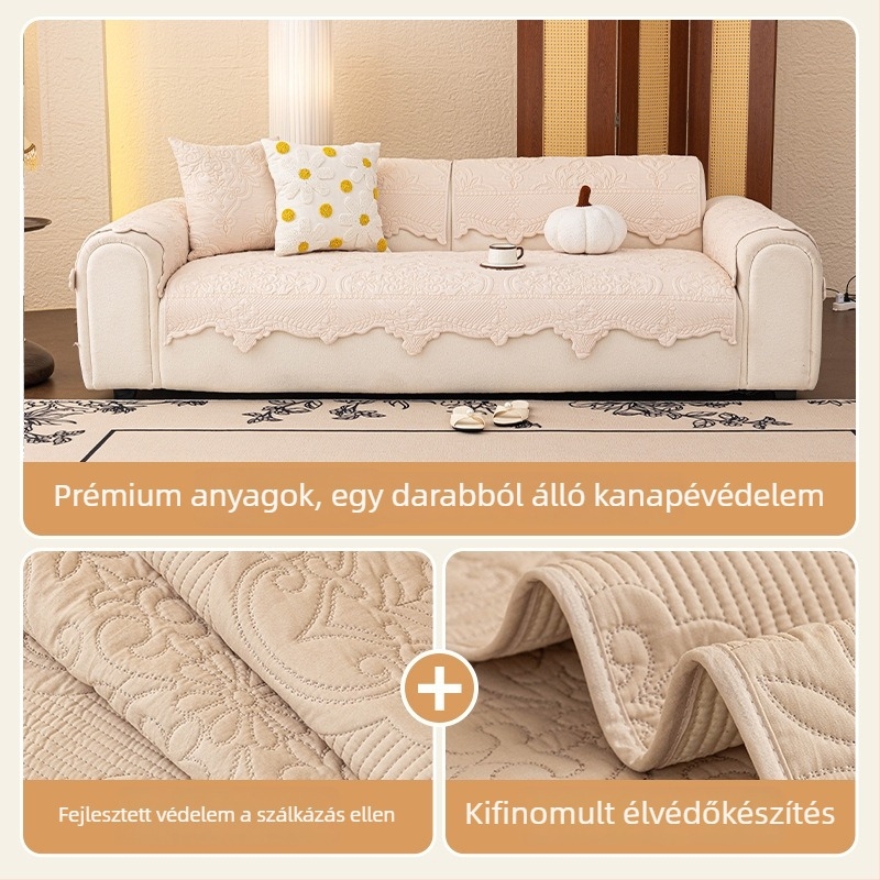 Mosható pamut kanapé párnahuzat, kockás minta, minimalist stílus, csúszásmentes