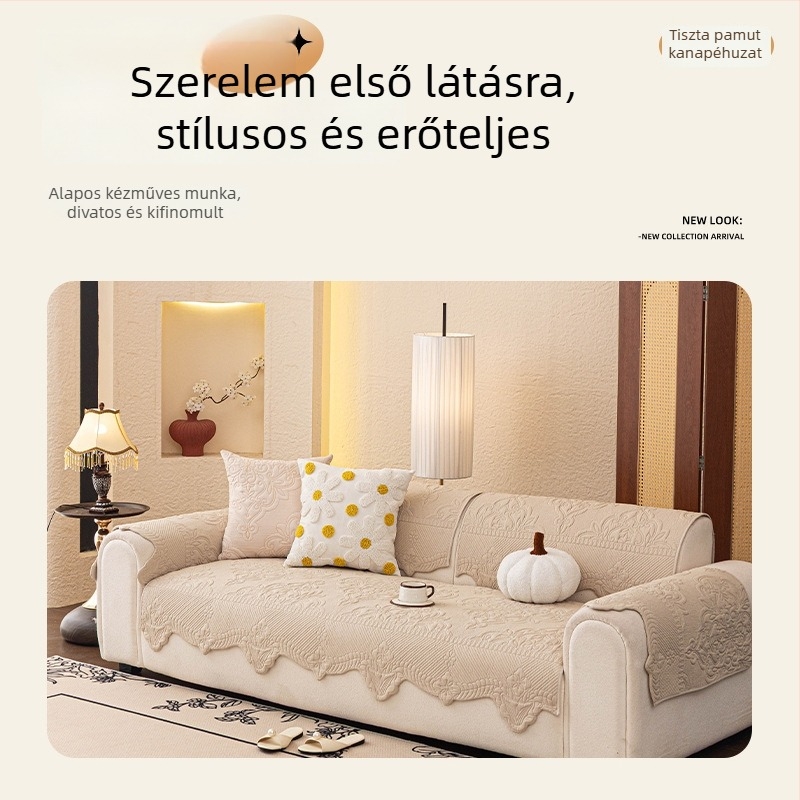 Mosható pamut kanapé párnahuzat, kockás minta, minimalist stílus, csúszásmentes