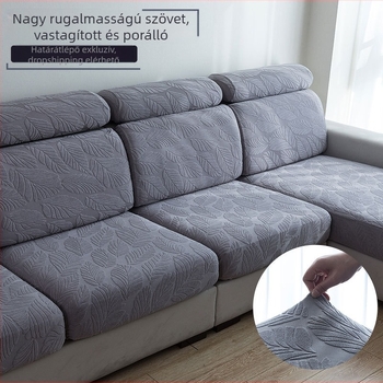Minden évszakra alkalmas, elasztikus és csúszásmentes kanapévédő huzat jacquard mintával, párnahuzatokkal
