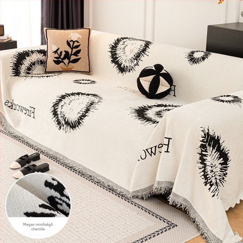 Chenille kanapé huzat – egy darabos kivitel, minimalistikus doily-stílus, moduláris kanapéhoz, egész éves porvédő huzat
