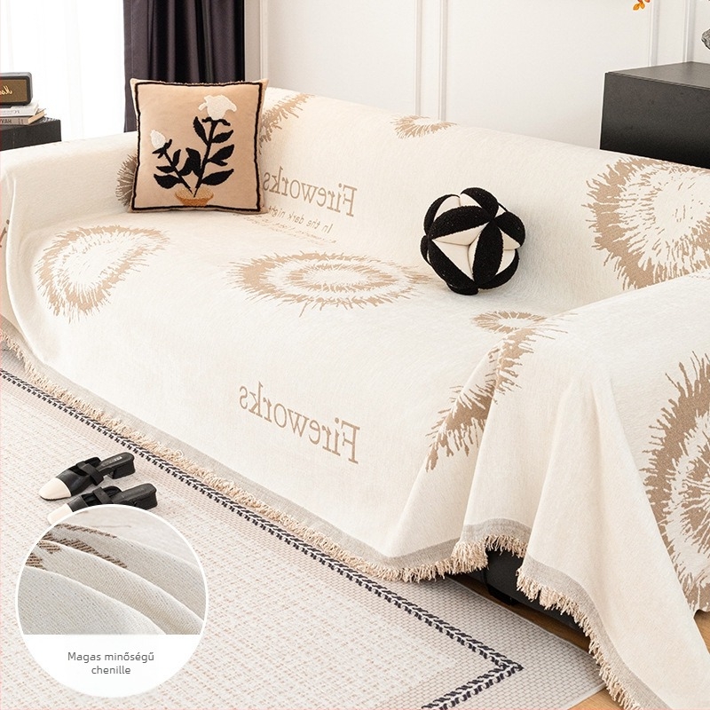 Chenille kanapé huzat – egy darabos kivitel, minimalistikus doily-stílus, moduláris kanapéhoz, egész éves porvédő huzat