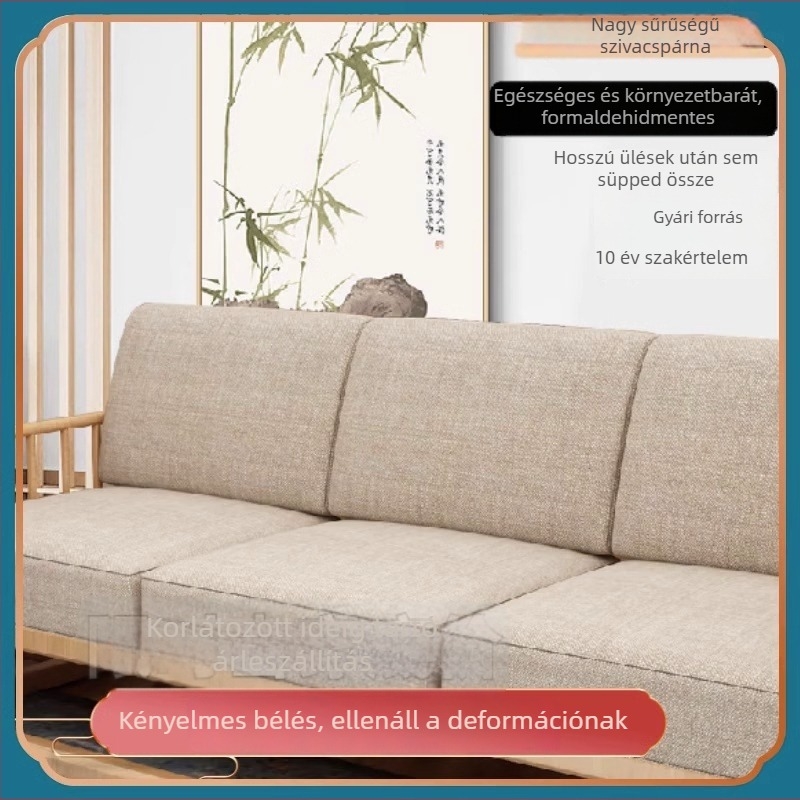 Személyre szabott kanapé párnák magas sűrűségű habbal, masív mahagónifa kerettel, textilbázisú bevonattal, vastagabb és merev hát- és ülőpárnák